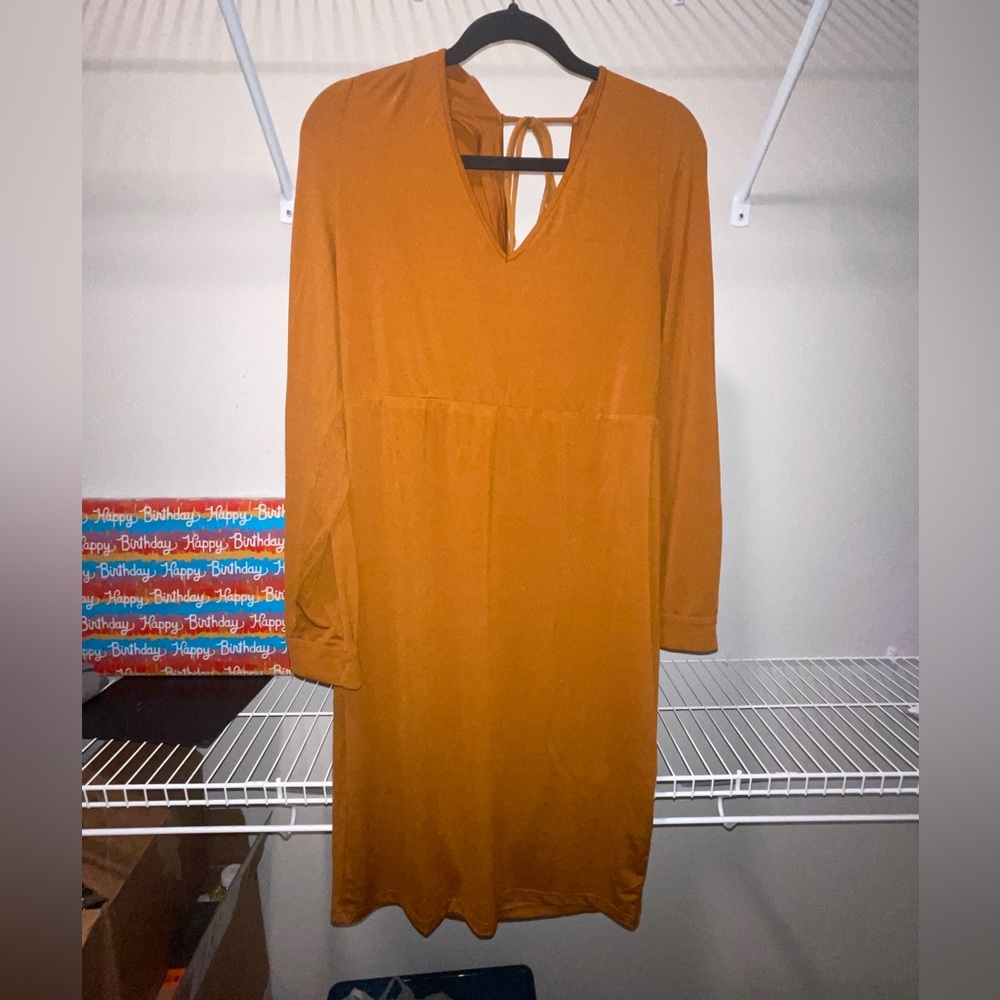 Brown Open Back Maternity Dress 2X